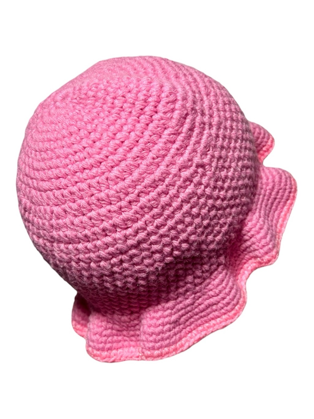 Handcrafted Pink Crocheted Ruffle Bucket Hat - Picture 3 of 5